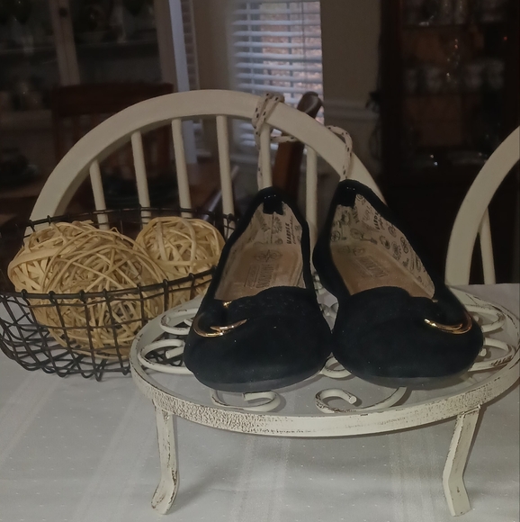Harborsides Memory Foam Black Ballet Flats with Gold Hardware Size 7.5 - Picture 2 of 8